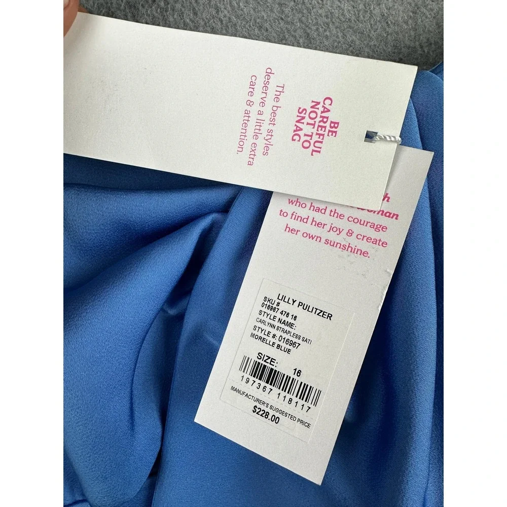 Lilly Pulitzer Dress Womens 16 Carlynn Strapless Satin Morelle Bow Party NWT - Picture 2 of 9